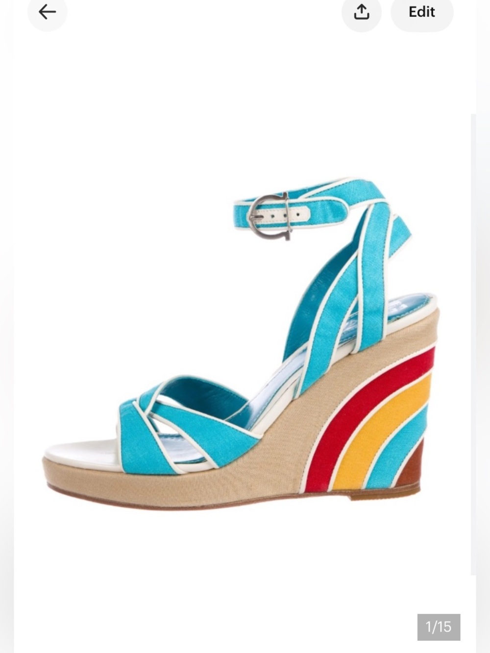 SALVATORE Ferragamo Alerja Wedge Sandals Wrap Strap Size 7 B